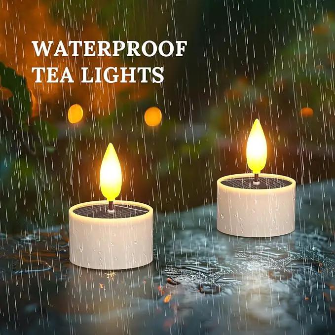 SoulBay Solar Tea Lights Outdoor Waterproof, 12 pcs 1.5" D x 2.1" Reusable Dusk to Dawn Flickering Small LED Tealight Candles, Flameless Votive Candle for Lanterns Patio Garden Camping Decor by GreenHaven Gardens
