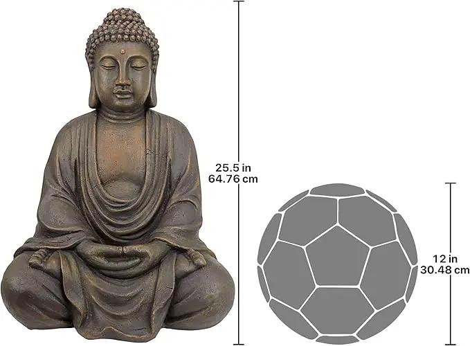 Design Toscano Meditative Asian Decor Grand Temple Indoor/Outdoor Garden Statue, Medium, 25 inches tall, Cast Stone Resin, Dark Stone Finish by GreenHaven Gardens