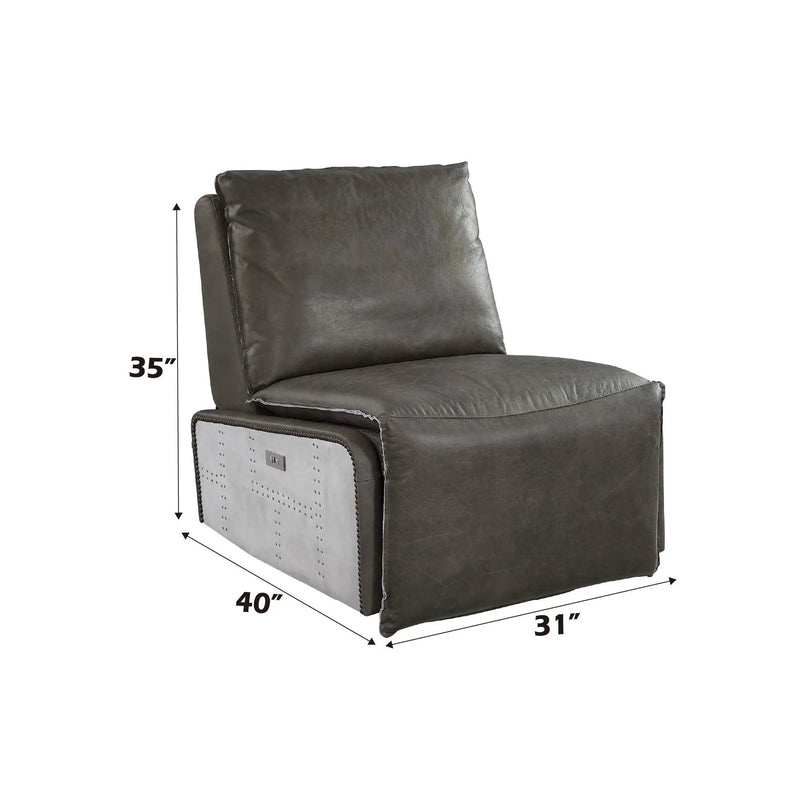 Metier - Power Motion Recliner - Gray / Aluminum by Unique Piece Furniture