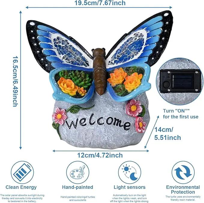Yiosax-Garden Statue Butterfly Decor-Solar Outdoor Butterfly Light-Butterfly Figurine Decoration for Patio,Balcony,Yard,Lawn Ornament Garden Gift Women Mom by GreenHaven Gardens