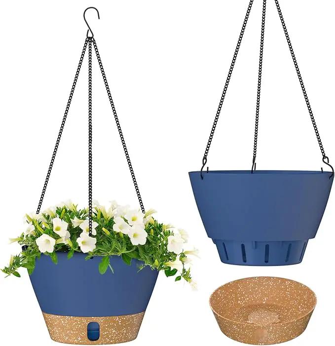 ZMTECH Hanging Planters for Indoor Plants Set of 2 Self Watering Hanging Pots Hanging Baskets Hanging Flower Pots for Outdoor Hanging Plants(8 Inch, Blue) by GreenHaven Gardens