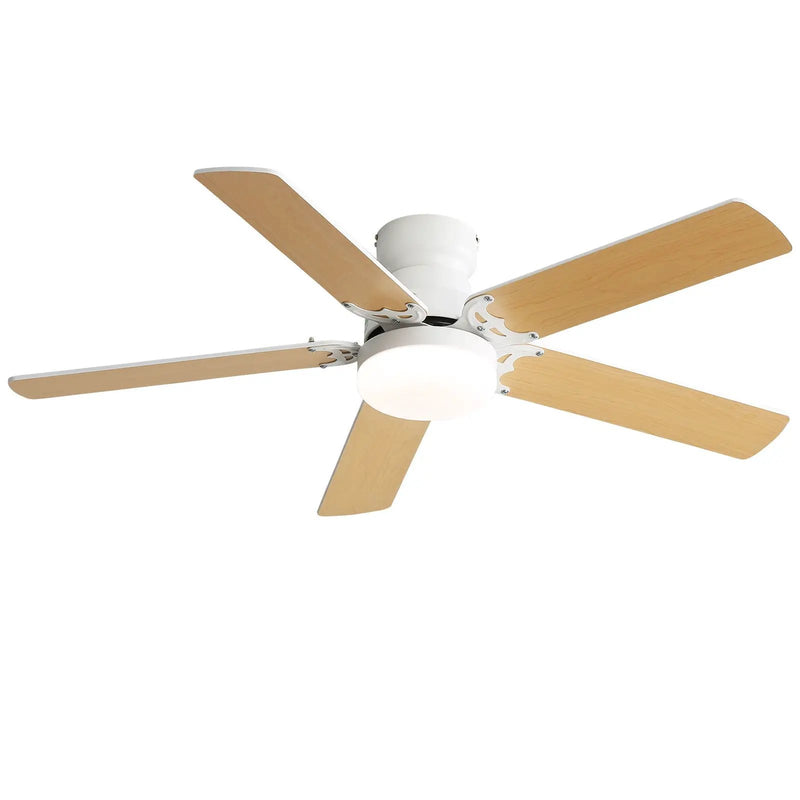 Modern Ceiling Fan With 3 Color Dimmable Light 5 Blades Remote Control Reversible Dc Motor - White by Unique Piece Furniture