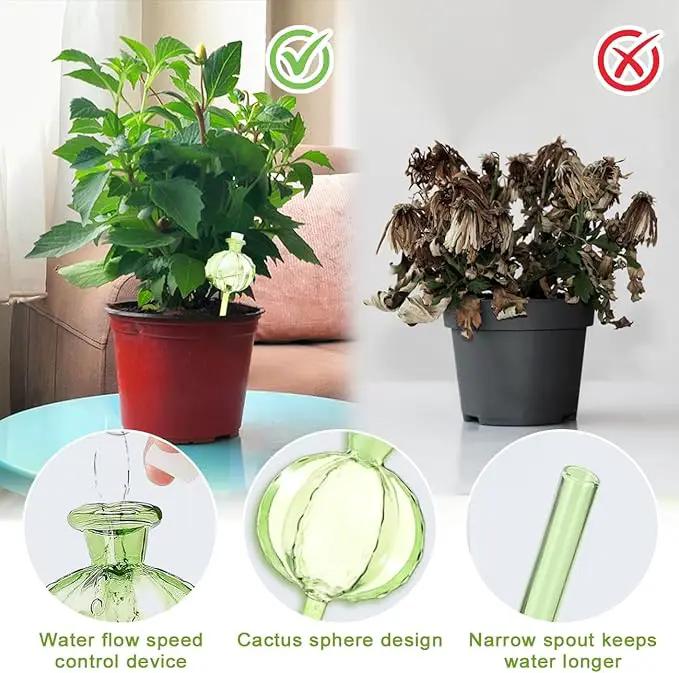 4 PCS Plant Self Watering Globes 8.9 Inch Plant Watering Devices Colorful Glass Glass Watering Bulbs for Indoor Outdoor Plants by GreenHaven Gardens