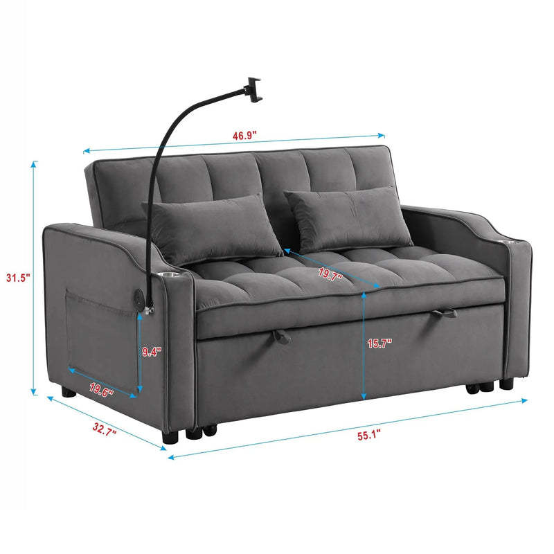 Sofa Bed With Trundle For Small Rooms - Dark Gray by HouseOfZazla