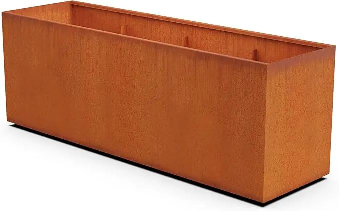 Corten Steel Planter Rectangle Outdoor Metal Garden Box Heavy Duty | Made in USA | Fully Assembled by GreenHaven Gardens