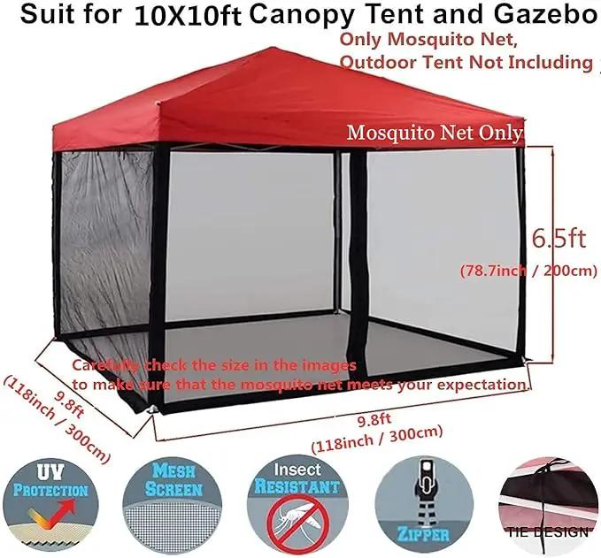 10x10 Mosquito Net with Zipper for Patio Camping Gazebo and Canopy Tent, Outdoor Gazebo Replacement Mosquito Netting Tent Screen Wall, Ultra Fine Mesh(Only Net No Frame) by GreenHaven Gardens