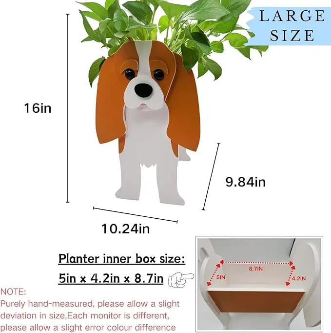 Brown King Cavalier Dog Planter Plant Pots,Cute Garden Dog Flower Planter,Large Dog Planters Birthday Gifts for Women,Office,Indoor/Outdoor Decor（9.84 * 6.77 * 16in） by GreenHaven Gardens