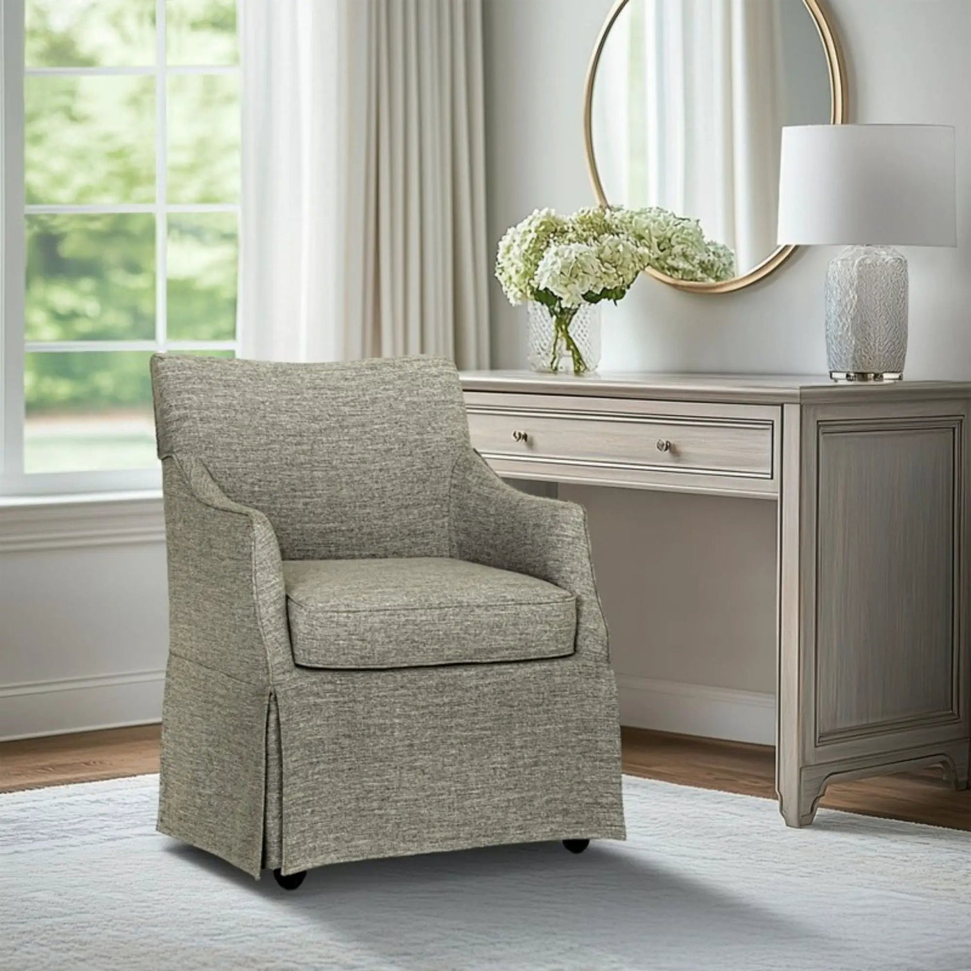 London - Upholstered Skirted Dining Arm Chair by Unique Piece Furniture