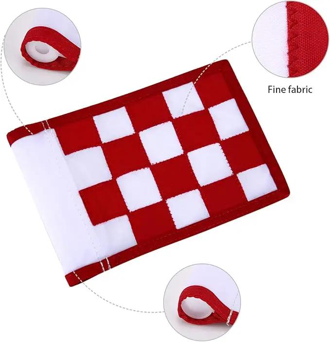 Nylon Golf Putting Green Flags - Solid & Checkered, Indoor/Outdoor, 8.7"x6" (White-Red) by GreenHaven Gardens