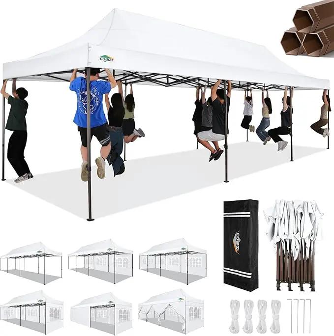 COBIZI 10x30 Pop Up Canopy Tent Heavy Duty with 8 Removable Sidewalls, Commercial Portable Tents for Parties Ez Up Canopy All-Weather Windproof & Waterproof and UPF 80+ Wedding Tent Sun Shelter by GreenHaven Gardens