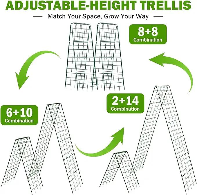 Heavy Duty 50"x17" Adjustable A-Frame Trellis for Climbing Plants – Rust-Proof Metal Garden Trellis with Dense Grid Design, Perfect for Raised Beds, Tomatoes, Cucumbers & Outdoor Vines (Green, 1 Pcs) by GreenHaven Gardens