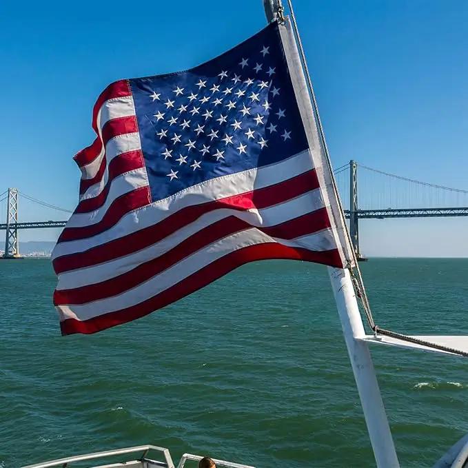 AZCOVER American Flag 12x18 Inch Boat Flag for Outside, 210D Small American Flags Double Sided with Embroidered Stars Sewn Stipes and Brass Grommets for Marine Yacht UTV by GreenHaven Gardens