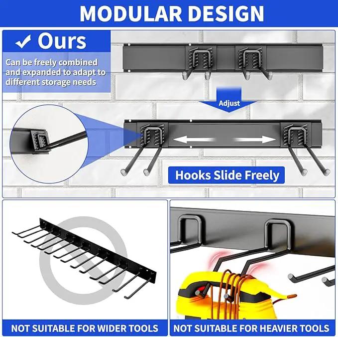 Garage Organization Tool Organizer Wall Mount, 48inch Heavy Duty Garden Tool organizer Storage System, Easy Install With 9 Adjustable Hooks, For Garage, Basement, Shed, Workshop(Black) by GreenHaven Gardens