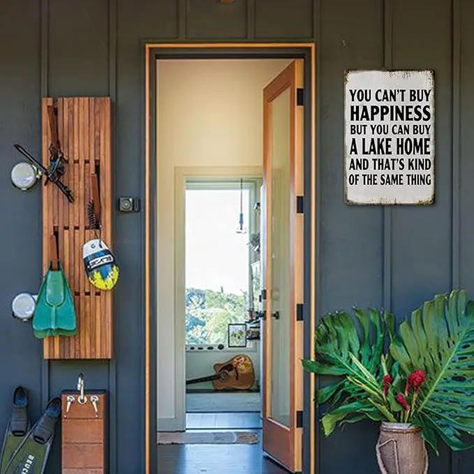 Lake House Decor For The Home Fishing Cabin Metal Tin Sign Outdoor You Can'T Buy Happiness But You Can Buy A Lake Home Signs Lake Life Wall Decor Lake House Gifts 12 X 8 Inch by GreenHaven Gardens