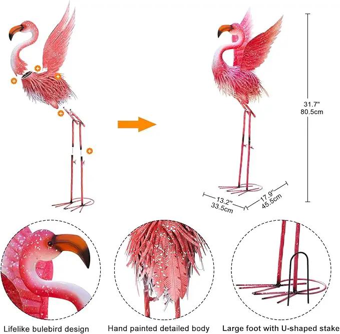 Nacome Flamingo Statues for Garden Yard Decor: Metal Pink Sculptures Clearance Lawn Ornaments Art for Patio Balcony Front - Unique Gifts for Grandma Mom by GreenHaven Gardens