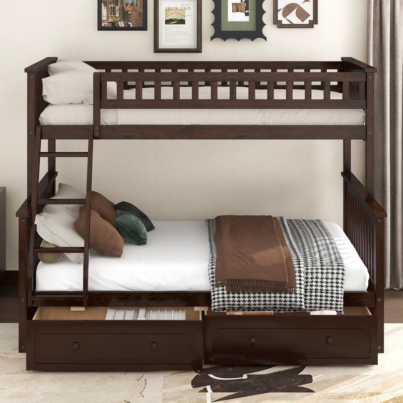 Bunk Bed With Drawers, Convertible Storage Bed by Unique Piece Furniture