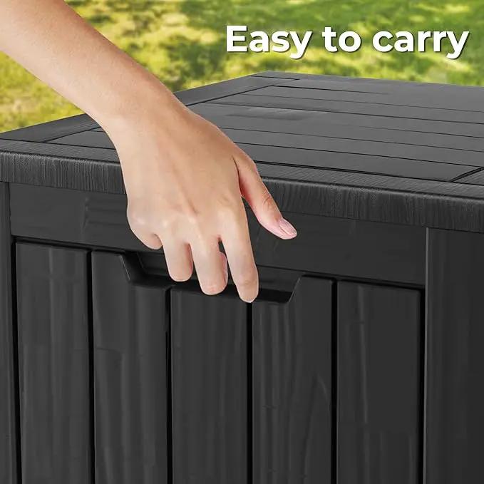 35 Gallon Lockable Resin Deck Box, Waterproof & UV-Resistant Outdoor Storage Box for Outdoor Cushion Storage, Garden Tools & Pool Accessories Storage, Black by GreenHaven Gardens