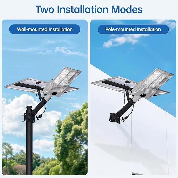 11000W Solar Street Light Outdoor with Dual Solar Panels IP65 Waterproof – 650,000LM 3-Sided LED Lights, 144pcs LEDs, 50000mAh Battery, Motion Sensor, Dusk to Dawn for Parking Lot, Yard,Garden by GreenHaven Gardens