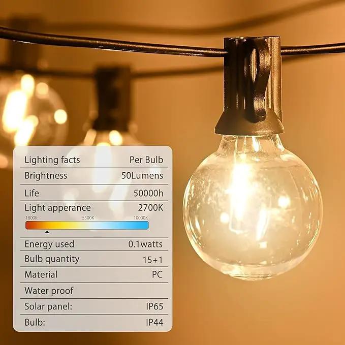 25FT LED Globe String Lights,Waterproof Hanging String Light with 15 Warm White Shatterproof G40 Bulbs(1 Spare), for Indoor/Outdoor Commercial Decor (25FT) by GreenHaven Gardens
