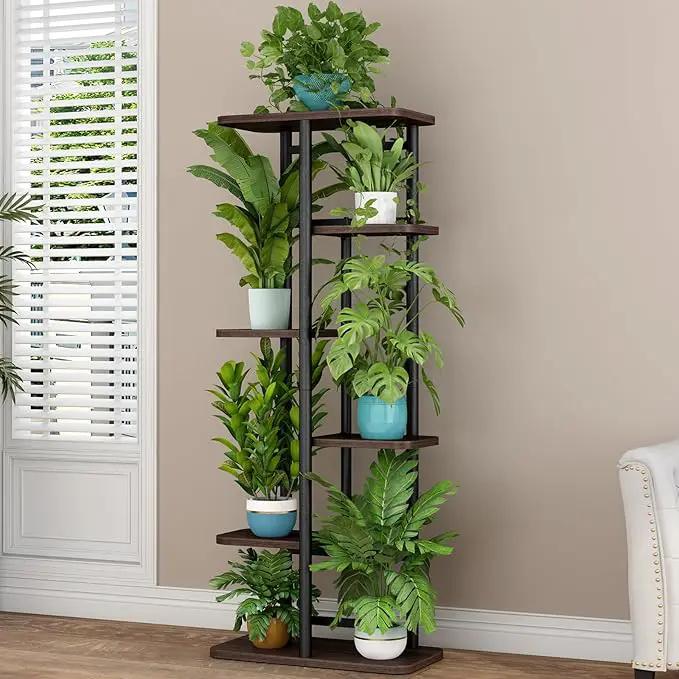 LINZINAR Plant Stand 6 Tier 7 Potted Indoor Plant Shelf Multiple Stands for Garden Corner Balcony Living Room by GreenHaven Gardens