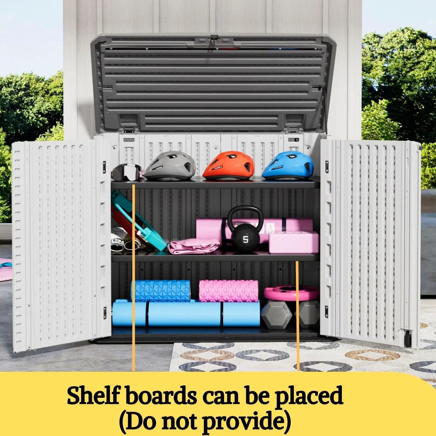 ZZM 4x2.5 FT Outdoor Storage Shed, Resin Waterproof Storage Cabinet for Garden Tools with Lockable Lid,Latch (White) by GreenHaven Gardens