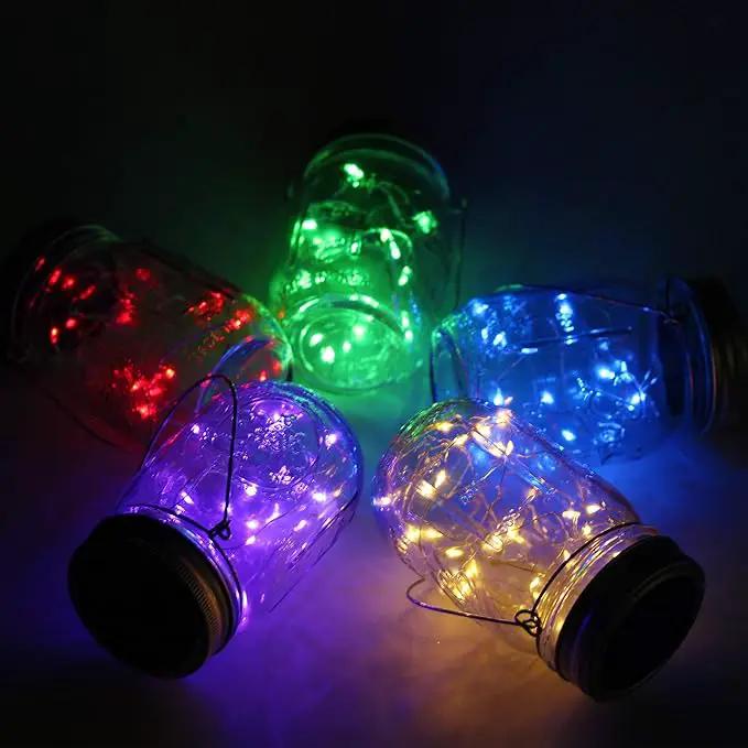 Mason Jar Solar Lights 10 Pack 30 LED Outdoor Solar Firefly Lights, Solar Fairy String Lids Lights,Waterproof Mason Solar Lights with Hangers for Regular Mouth Jars Christmas Gifts(Jars Not Included) by GreenHaven Gardens