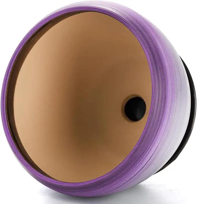 SOUJOY Set of 3 Ceramic Flower Pots, Gardening Plant Pot with Drainage Holes and Saucer, 7/5/4 inch Purple Round Succulent Herbs Cactus Planter for Indoor Outdoor by GreenHaven Gardens