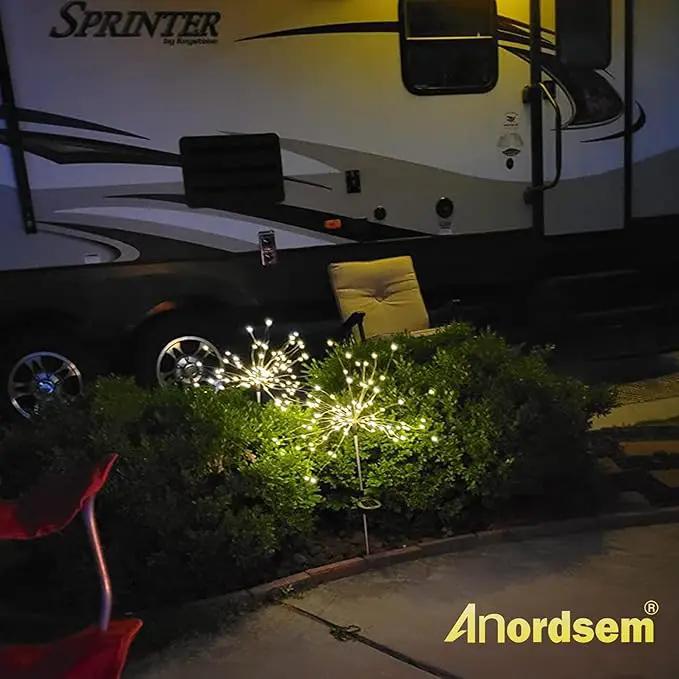Anordsem Solar Lights Outdoor Waterproof: Garden Light Solar Powered for Yard Outside - Sparkler Fireworks Twinkle Lighting Path Decor 2 Pack - LED Starburst Gardening Gifts for Women Mom Wife by GreenHaven Gardens