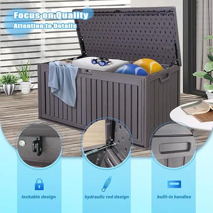100 Gallon Waterproof Outdoor Storage Box, Outside Resin Deck Box for Patio Cushions, Garden Tools and Sports Pools Equipment by GreenHaven Gardens