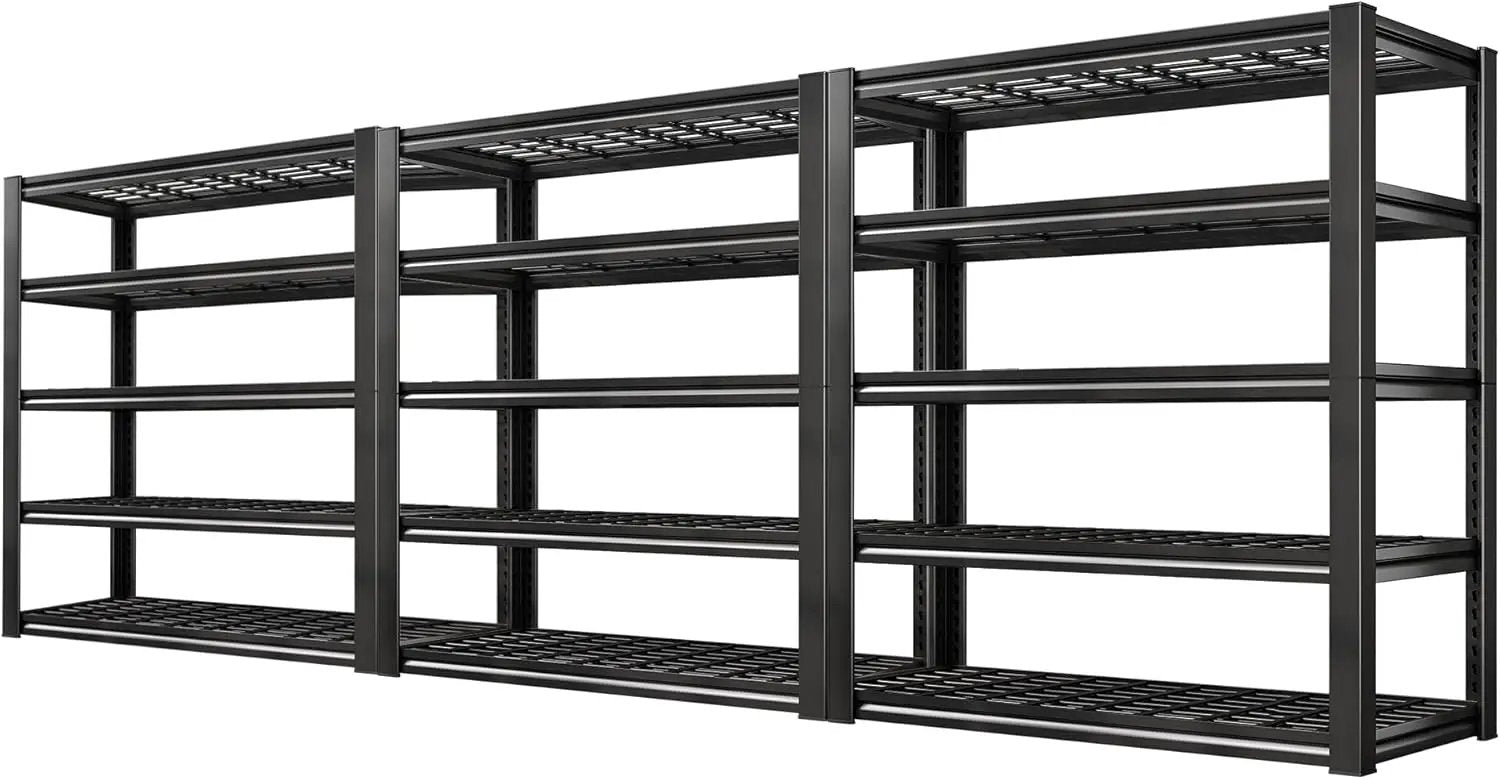 REIBII Garage Shelving 3000LBS, Heavy Duty Storage Shelves, Adjustable Industrial Metal Shelving Unit for Garage, Basement, Pantry, Warehouse,Commercial, 36" W x 16" D x 72" H, 3 Pack by GreenHaven Gardens