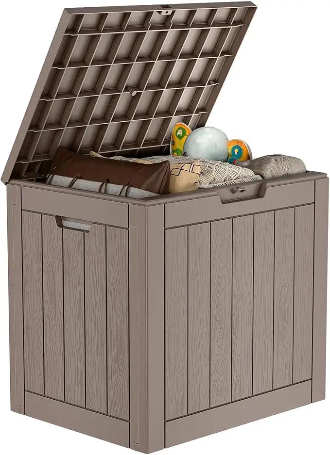 30 Gallon Outdoor Deck Box,Storage Lockable Waterproof Patio Furniture,Garden Tools,Cushions,Pool Accessories Outside Storage Resin Box(Grey) by GreenHaven Gardens