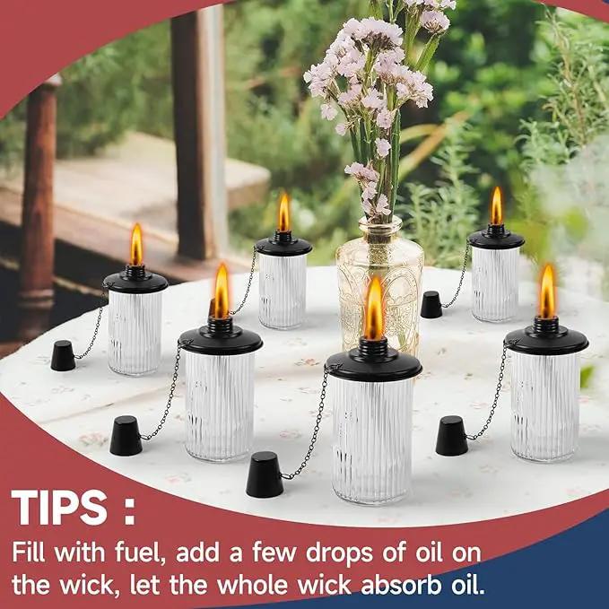 4 Pack Glass Citronella Torches, 16 oz Garden Torches for Outside with 3-Prong Grounded Stake, 55 inch Outdoor Clear Glass Flame Light Torch for Yard, Patio, Deck, Garden, Party, Landscape by GreenHaven Gardens