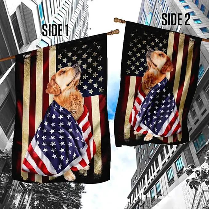 FLAGWIX Golden Retriever Flag, Outdoor Golden Retriever Decoration - 4th of July Decorations for Home, Wall, House Flag 30x40 - Heavy-duty Canvas Dog Lover, Garden Home Decor Golden Retriever Patriot by GreenHaven Gardens