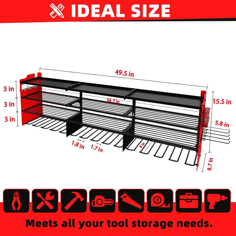Power Tool Organizer Wall Mount with 12-Drill Holders-800Lbs Load Heavy Duty Metal 4-Layers Garage Storage and Organization Adjustable Battery Tools Rack Utility Racks Gifts for Men by GreenHaven Gardens