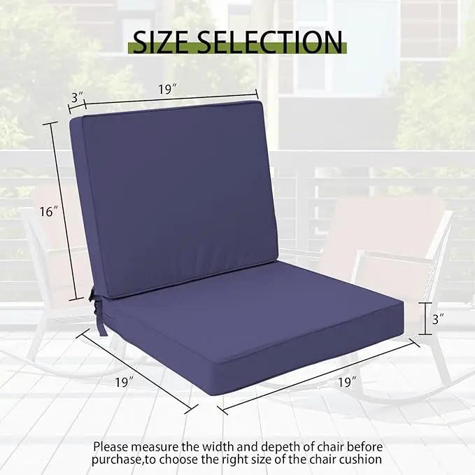Outdoor Deep Seat Cushion Set 19" x 19", Water Repellent & Fade Resistant Cushion for Patio Furniture, Back & Seat Cushion with Removable Covers for Sofa, Couch, Navy by GreenHaven Gardens