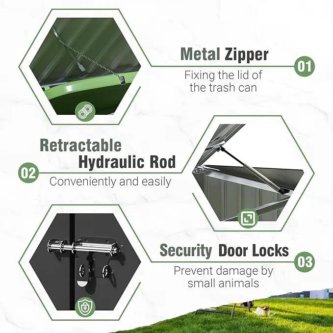 Greesum 5.8x3.3 FT Outdoor Storage Shed Metal Garbage Shed with Lid Chain Hydraulic Gas Rod for Lawn Tools, Bikes, Toys,Garbage Bin,Black by GreenHaven Gardens
