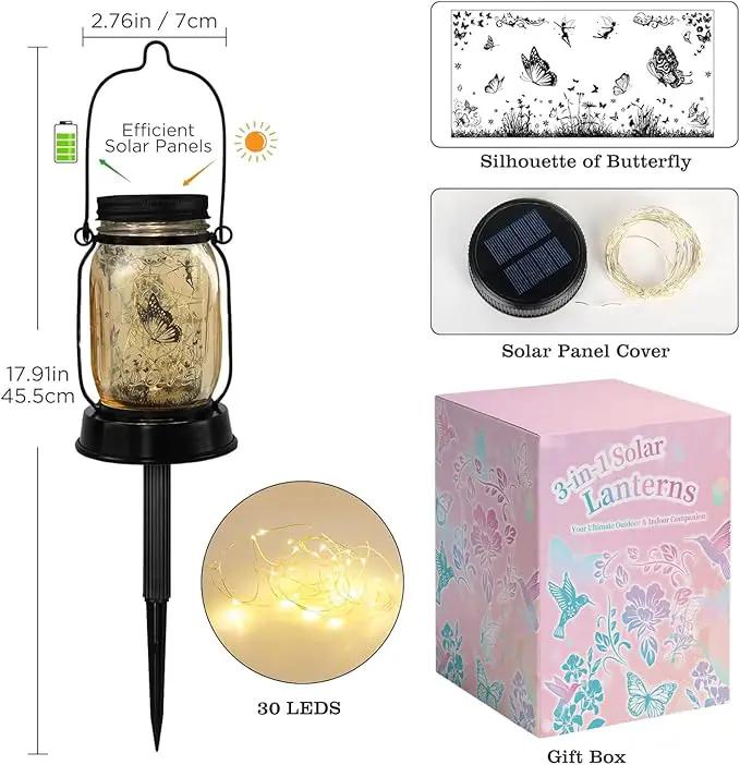 kyoryuger Butterfly Solar Lanterns, Gifts for Women Mom Grandma, Christmas Mom Gifts, Unique Birthday Gifts for Butterfly Lovers, Solar Garden Decoration Outside for Yard, Patio,Backyard,Porch by GreenHaven Gardens
