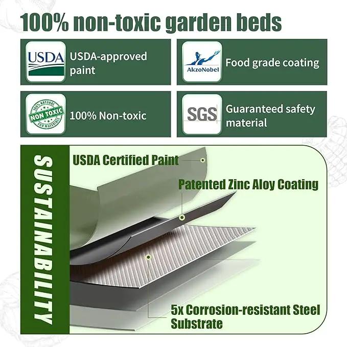 8 X 2 X 1.4 Ft Galvanized Raised Garden Bed,Sturdy and Easy to Assemble Oval Raised Planter Beds Outdoor for Vegetables, Gardening, Flowers, Fruits（Light Green） by GreenHaven Gardens