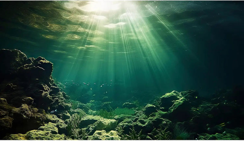 Under The Sea Aquarium Background Underwater Fish Tank Background Ocean Floor Rock Cave Sunray Terrarium Backgrounds Tropical Fish Ocean World Aquarium Reptile Tank Backgrounds 72x16in by GreenHaven Gardens