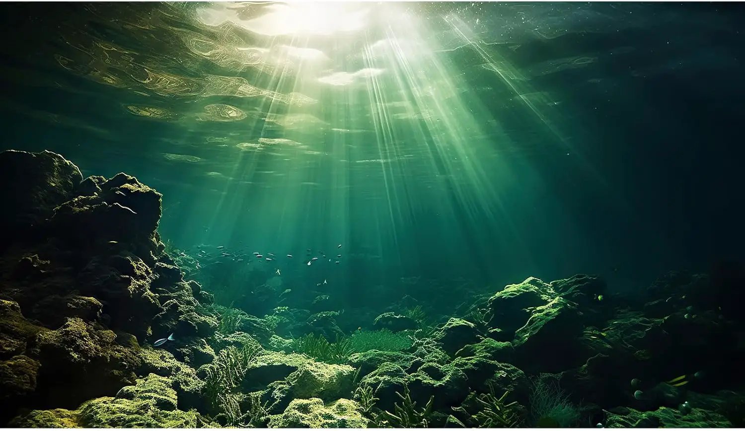 Under The Sea Aquarium Background Underwater Fish Tank Background Ocean Floor Rock Cave Sunray Terrarium Backgrounds Tropical Fish Ocean World Aquarium Reptile Tank Backgrounds 30x12in by GreenHaven Gardens