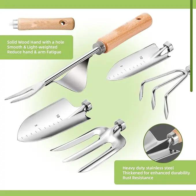Garden Tool Set 12 Pieces Gardening Tools Stainless Steel Heavy Duty, Outdoor Hand Tools with Floral Organizer Handbag, Succulent Tools,Gardening Gifts for Women Men Beginners by GreenHaven Gardens