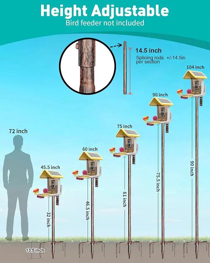 Bird Feeder Pole – 104 Inch Height Bird House Pole with 1-Inch Dia Heavy Duty for Birdfeeders, Feeding Stand with Mount Kit for Outdoor, Slip-Fit Connection, Copper Brushed by GreenHaven Gardens