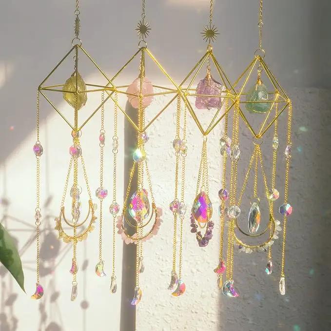 Citrine Crystal Suncatchers Boho Decor, Light Catcher Hanging, Unique for Moms, Glass Rainbow Maker, Crystal Window Hanging, Natural Gemstone (Citrine) by GreenHaven Gardens