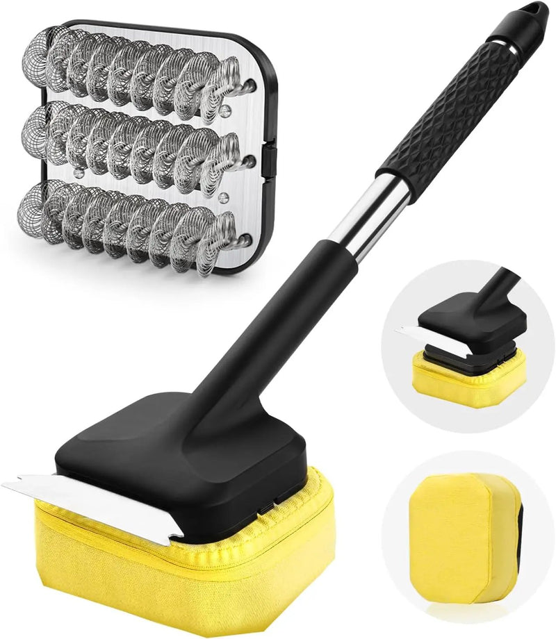 Grill Brush, Full Clean with One Set- Goldusk 19" Safe Replaceable Stainless Steel Grill Brush + Scraper + Bristle Free Steam Grill Brush for Outdoor Grill Accessories BBQ Brush Barbecue Gifts for Men by GreenHaven Gardens