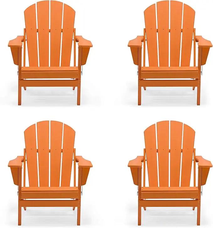 Westin Outdoors Laguna WO Home Furniture Adirondack Chair 4 PC Set Classic Outdoor Patio Folding Chair for Bon Fire Pit Lawn Backyard Beach Plastic Weather-Resistant (Orange) by GreenHaven Gardens