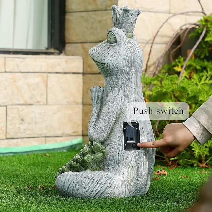 Large Garden Statue Yoga Frog Sustainable Eco-Friendly Solar Lights with LED Sustainability Sculpture Courtyard Balcony Home Decoration（20" Tall by GreenHaven Gardens