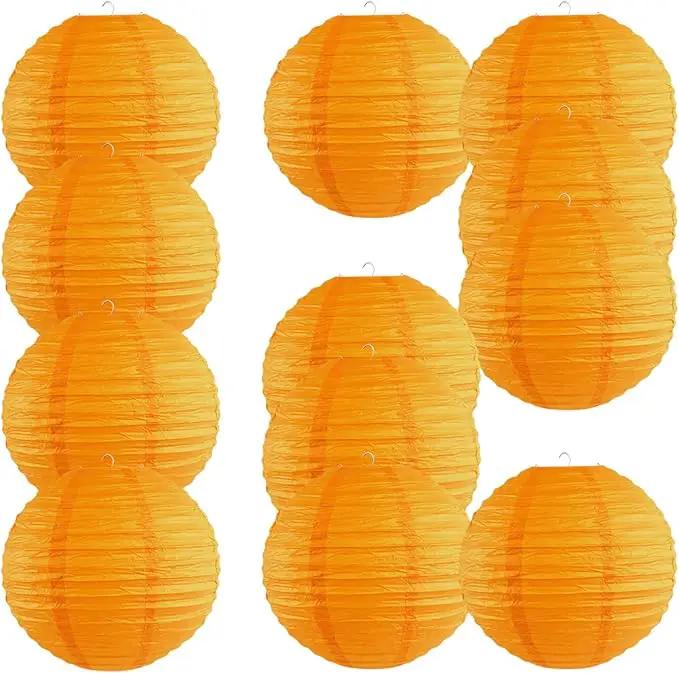 Chinese Style Paper Lanterns, Set of 12, Suitable for Party Decoration (Orange, 14in) by GreenHaven Gardens
