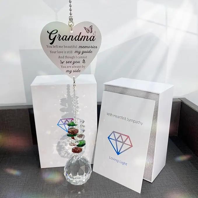 Memorial Gifts for Loss of Grandma, Sympathy Gifts for Loss of Grandma, Grandma in Heaven Memorial Crystal Suncatcher for Window Home Decor (Grandma) by GreenHaven Gardens