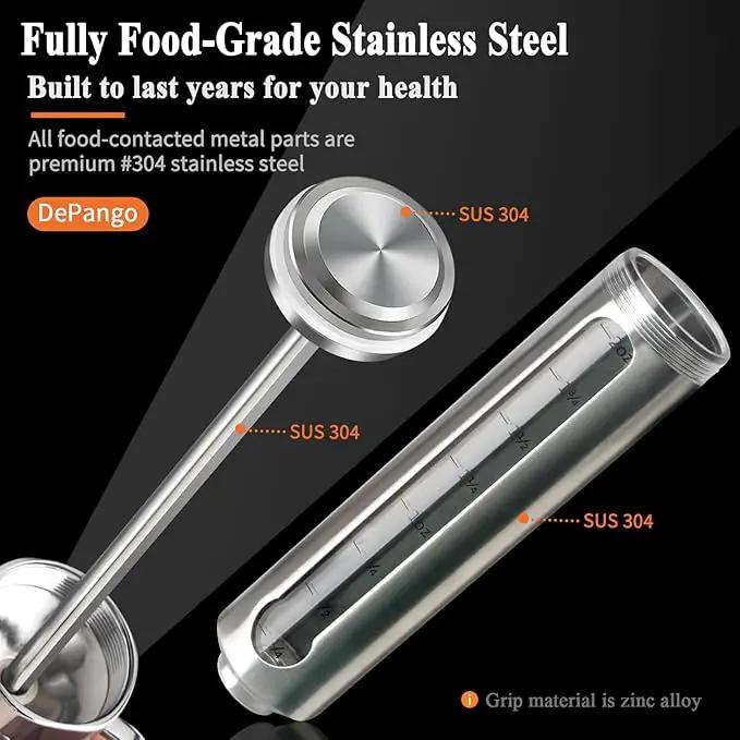 Meat Injector, Stainless Steel Marinade Injector Flavor Syringe Kit with 2-oz Measurement Window for Smoker Food BBQ Grill, Cooking Turkey Chicken Steak Beef Brisket Pork-Chops, 3 Meat Needles by GreenHaven Gardens
