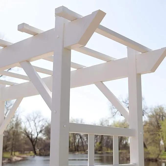 Dura-Trel PVC Garden Arbor, Arch Support for Climbing Plants, Providence, White, 64" x 85" by GreenHaven Gardens